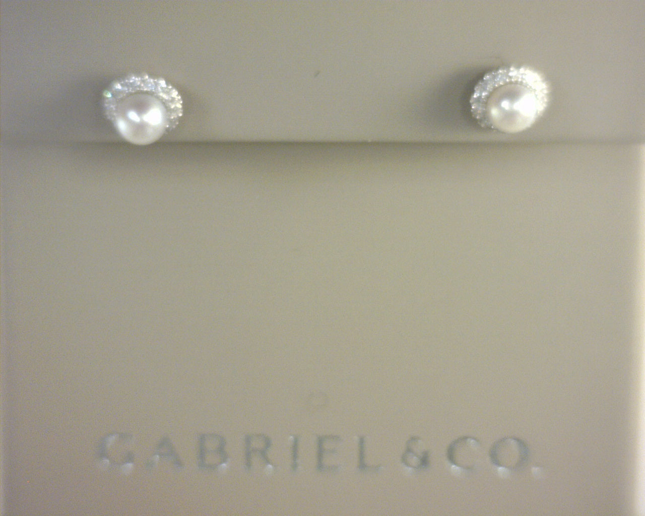 Gabriel NY 14K White Gold Diamond and Pearl stud Earrings .14ctw #S2054579