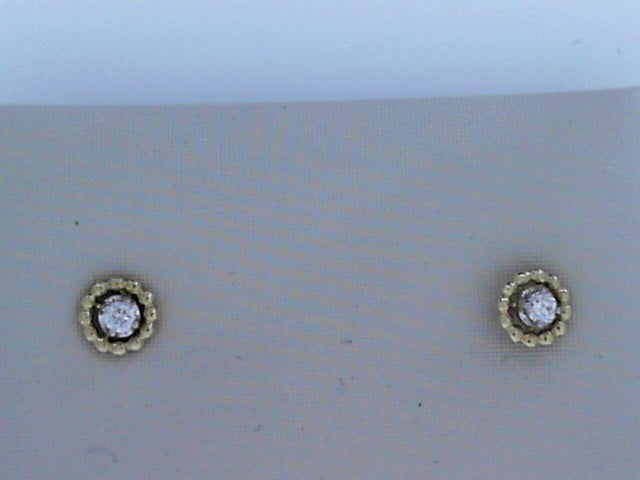 14k Yellow-White Gold Bujukan Diamond Stud Earrings