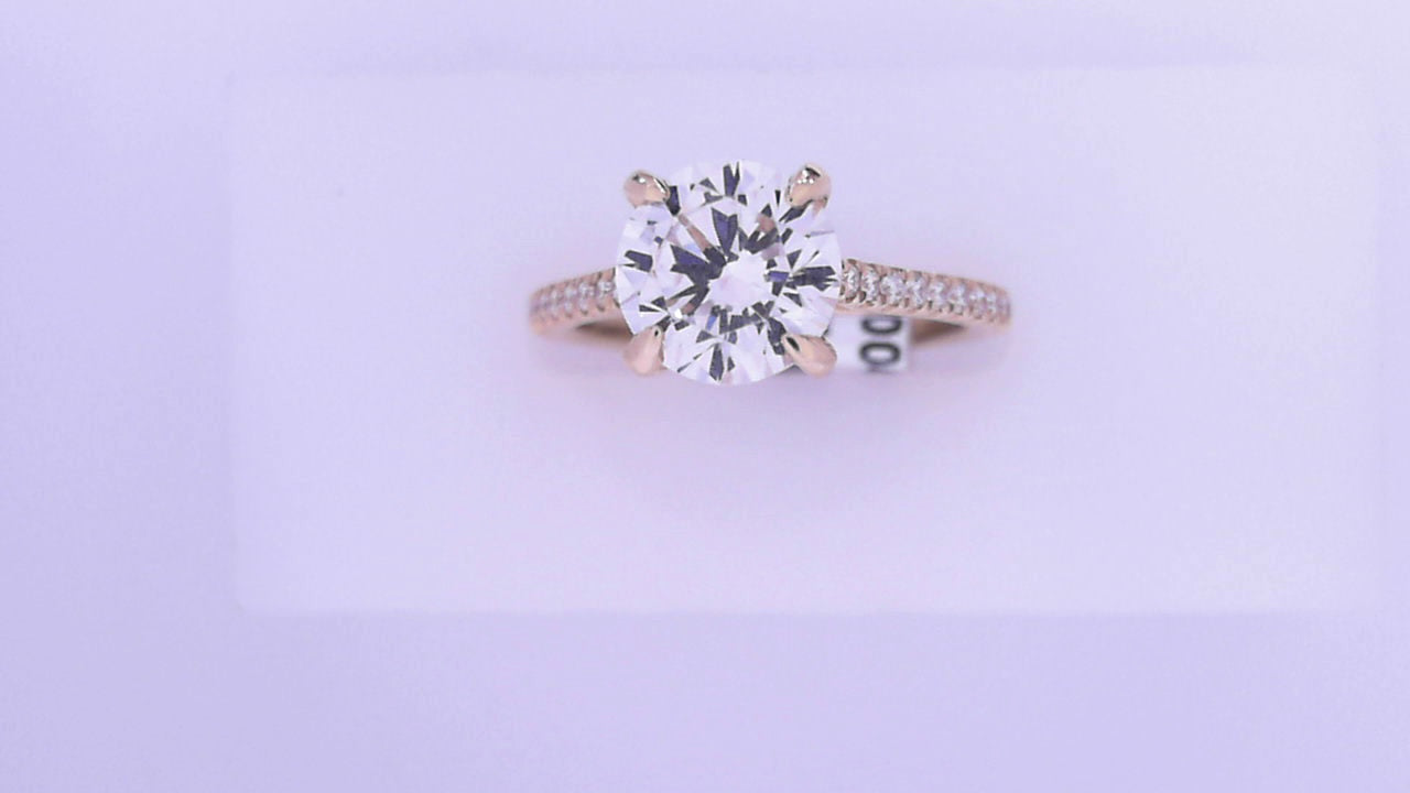 Gabriel NY Abbie - 14K Yellow Gold Round Diamond Engagement Ring<br>.21cts CZ Center #S1877288