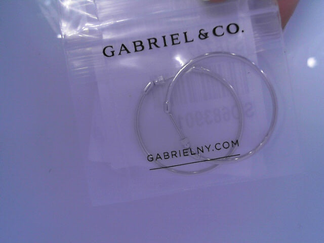 14k White Gold 30mm Round Classic Hoop Earrings S2028497