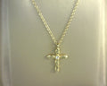 Gabriel NY 14K Yellow Gold Diamond Cross Necklace .02ctw