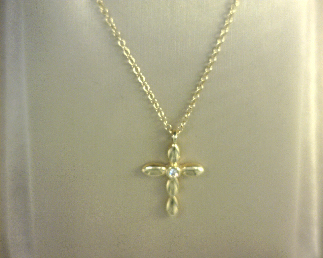 Gabriel NY 14K Yellow Gold Diamond Cross Necklace .02ctw