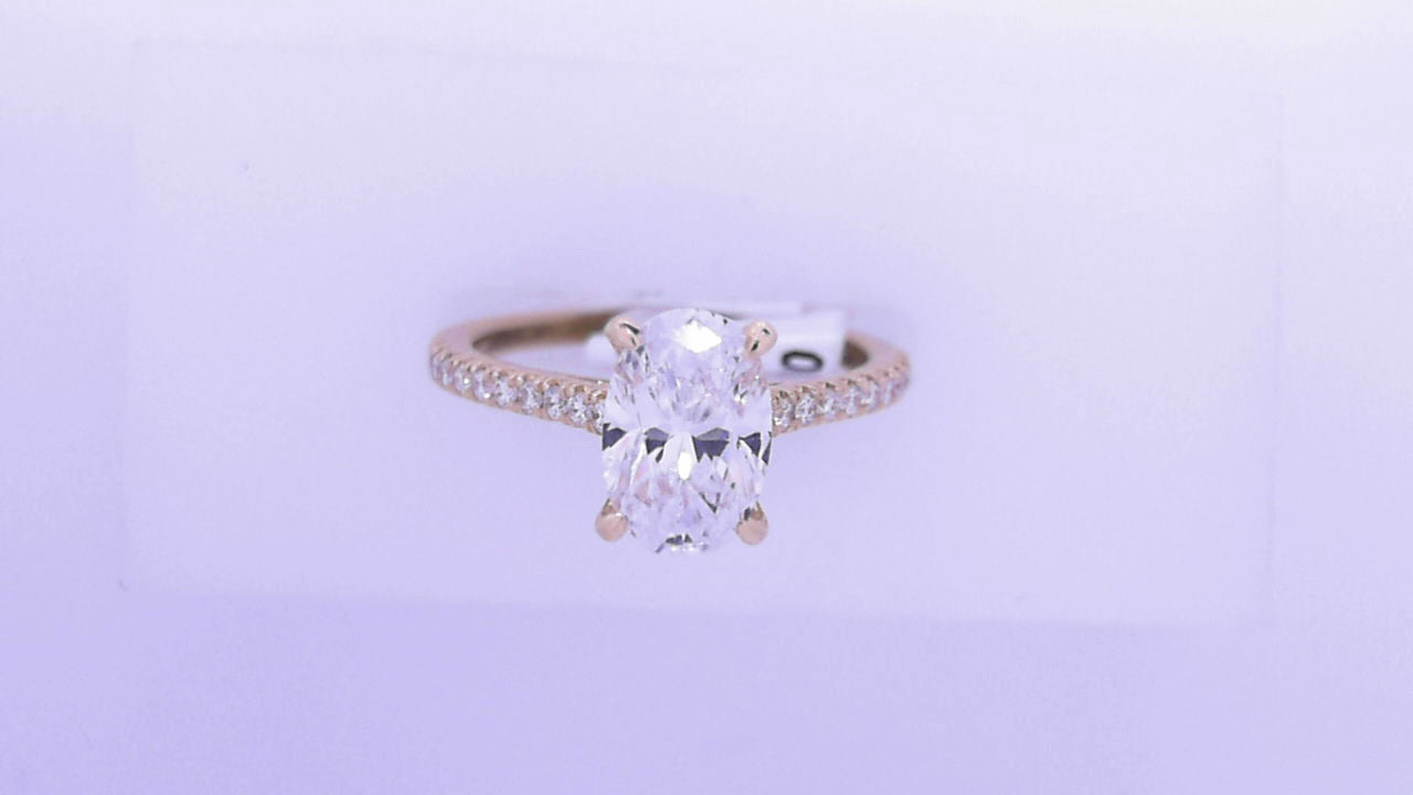 Gabriel NY Abbie - 14K White Gold Oval Cut Diamond Engagement Ring<br>CZ Center #S1877287