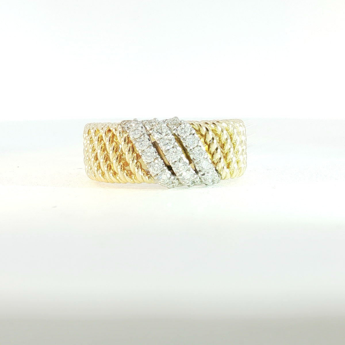 Gabriel NY 14K White-Yellow Gold Multi Twisted Rope and Diamond Ring .30cts #S1404962