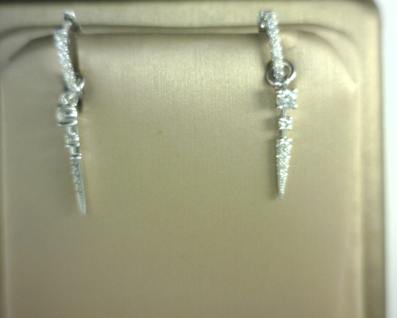 Gabriel NY 14K White Gold 10mm Diamond Huggie Earrings with Spike Drops .35ctw S1520038