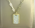 Gabriel NY 14K Yellow Gold Diamond Pave Dog Tag Pendant Hollow Chain Necklace .67ctw S1405936