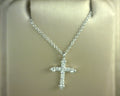 Gabriel NY 14K White Gold Bujukan Cross Diamond Pendant Necklace .09ct 637.5