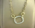 Gabriel NY 14K White Yellow Gold Open Cushion Shape Diamond Hollow Paperclip Chain Necklace .23ct S1978868