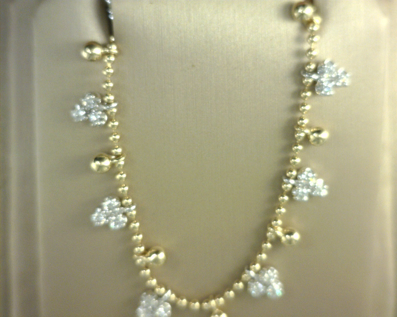 Gabriel NY 14K White Yellow Gold Bujukan Beads and Diamond Droplet Necklace .51ct S2060956