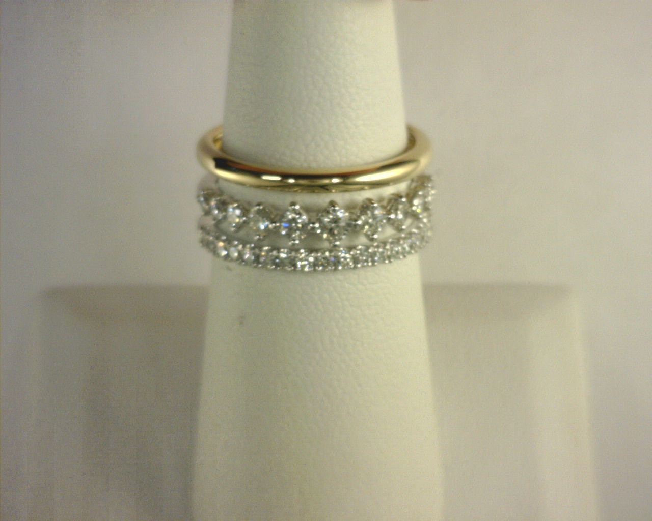Gabriel NY 14K White Yellow Gold Graduating Diamond Easy Stackable Ring .74ct S1978869