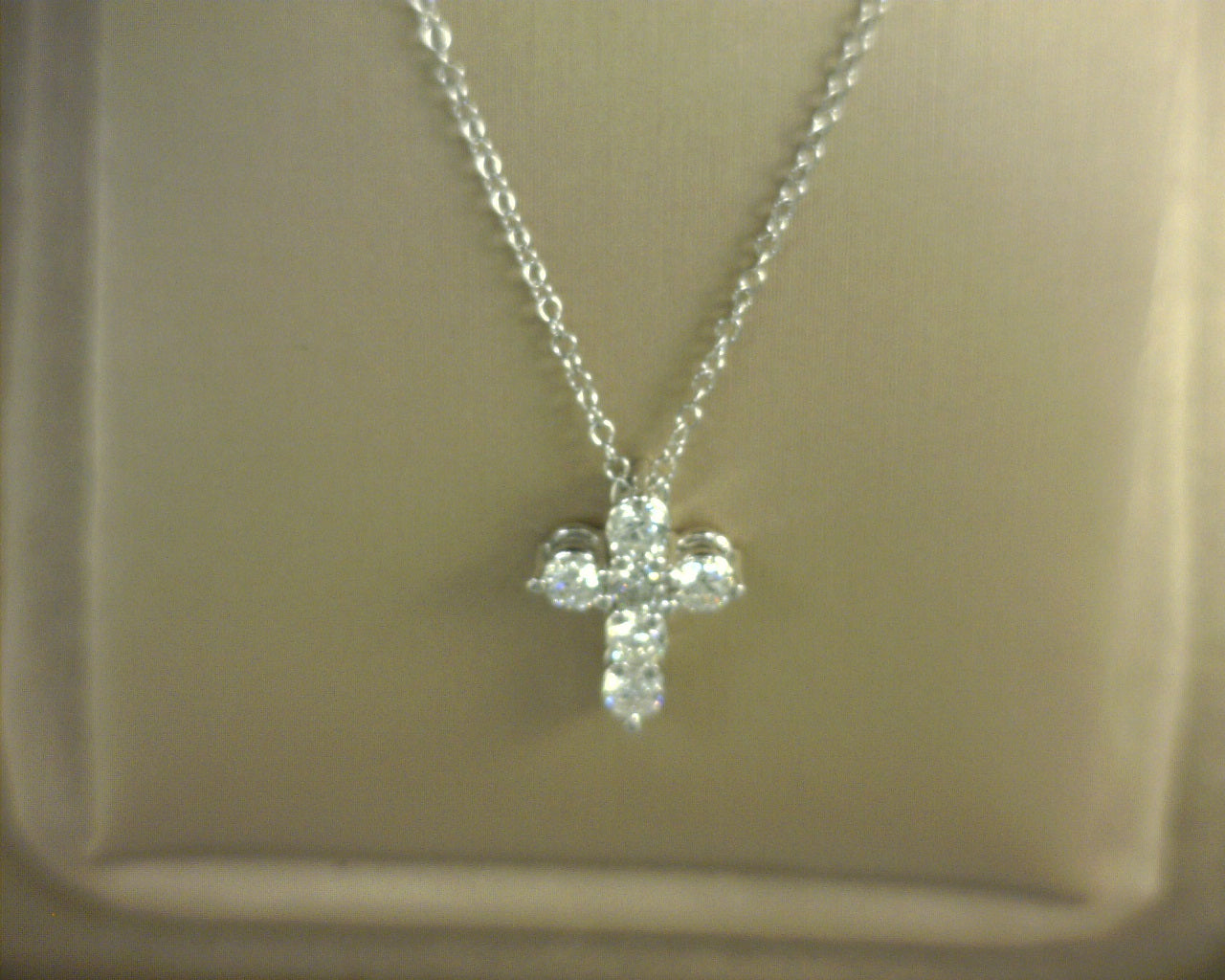 Gabriel NY 18 inch 14K White Gold Diamond Cross Pendant Necklace .50ct