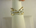 Gabriel NY 14K White Yellow Gold Graduating Diamond Criss Cross Ring .51ct S1978590