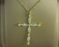 Gabriel NY 14K Yellow Gold Bujukan Diamond Cross Pendant Necklace .34ct
