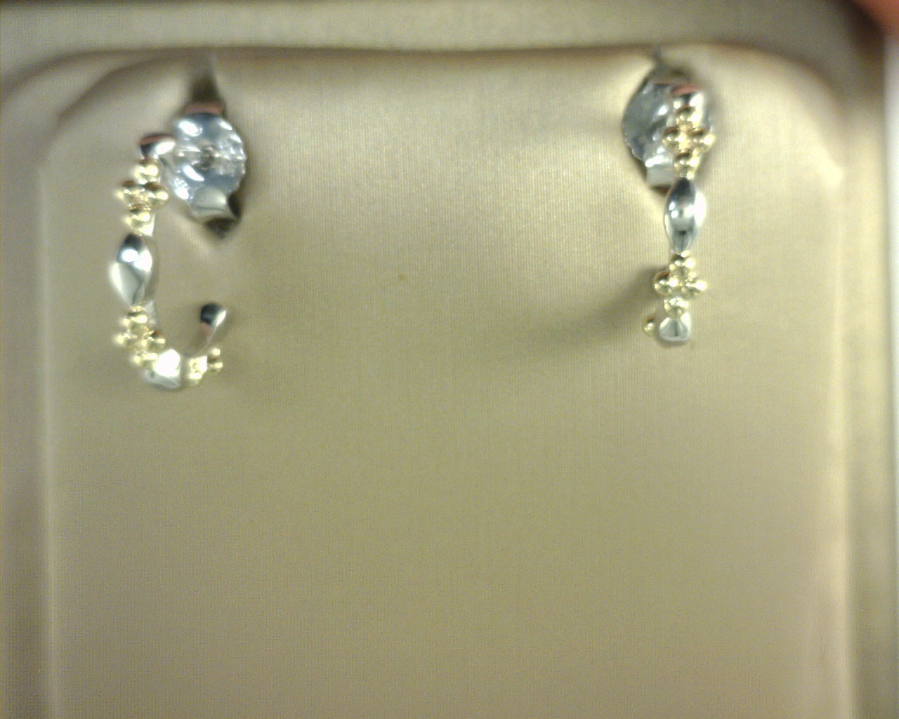 Gabriel NY 14K Yellow Gold 925 Sterling Silver Bujukan Two Tone J Hoop Earrings