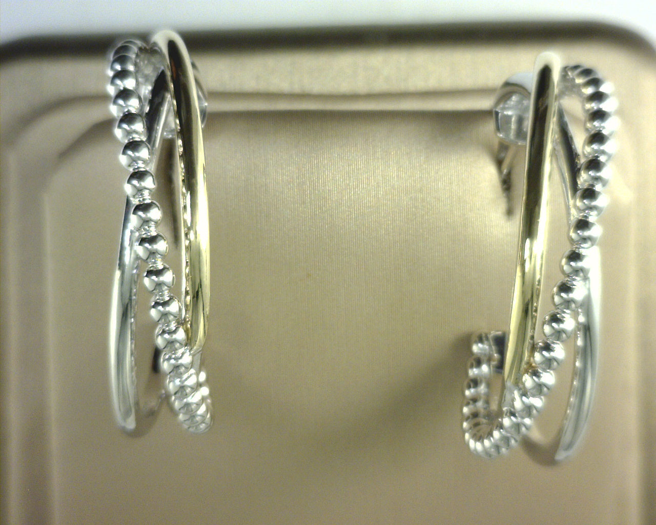 Gabriel NY 925 Sterling Silver and 14K Yellow Gold Bujukan Multiple Row J Hoop Earrings
