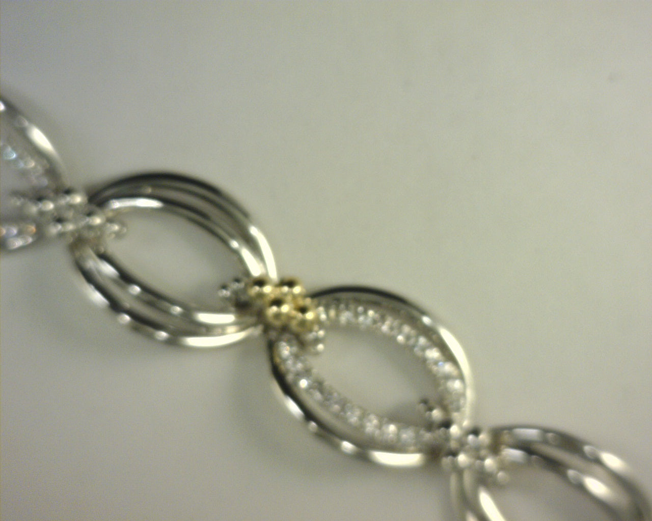 Gabriel NY Sterling Silver/ 14k Bujukan White Sapphire Link Bracelet S1978861