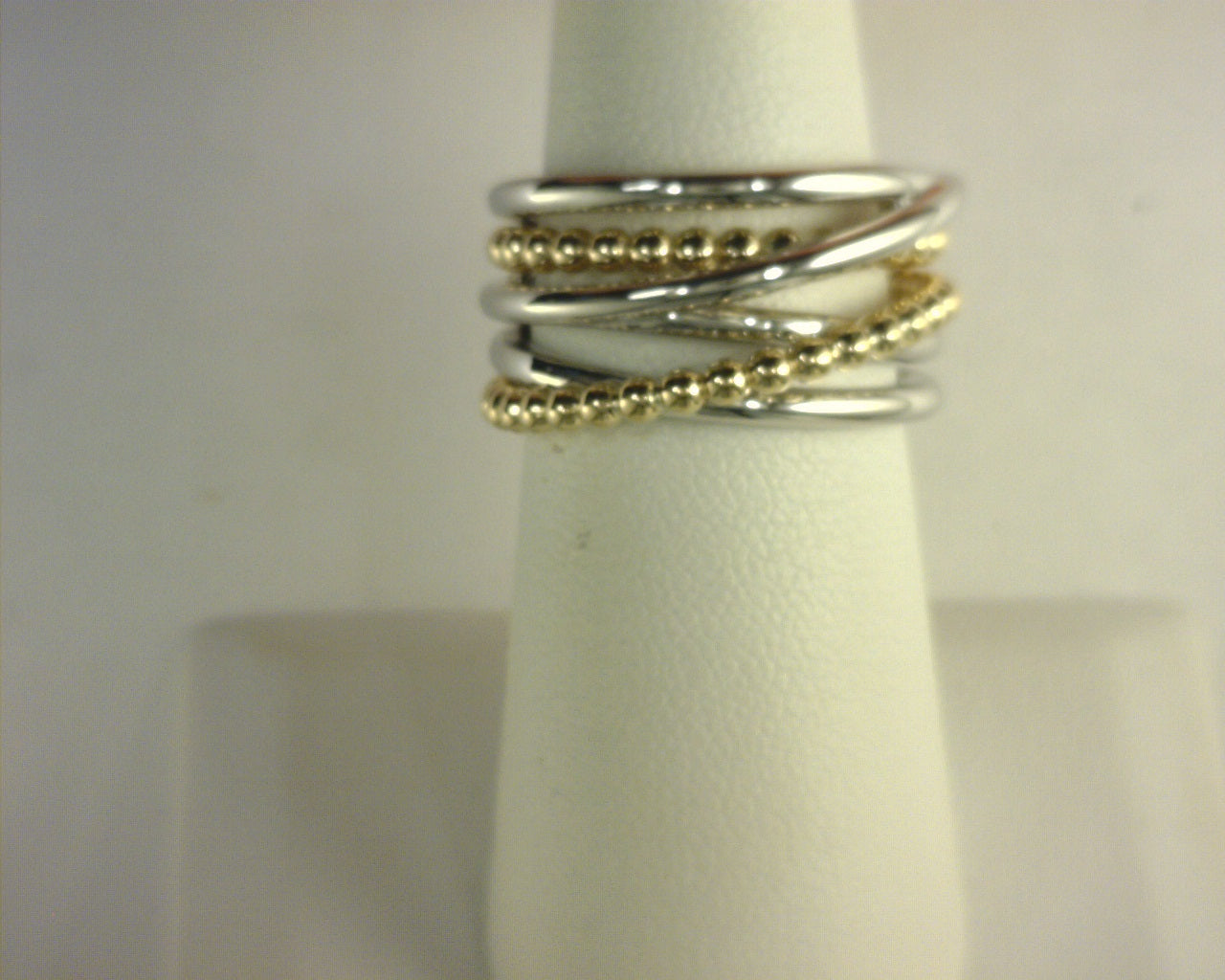 925 Sterling Silver and 14K Yellow Gold Criss-Cross Ring s1978870