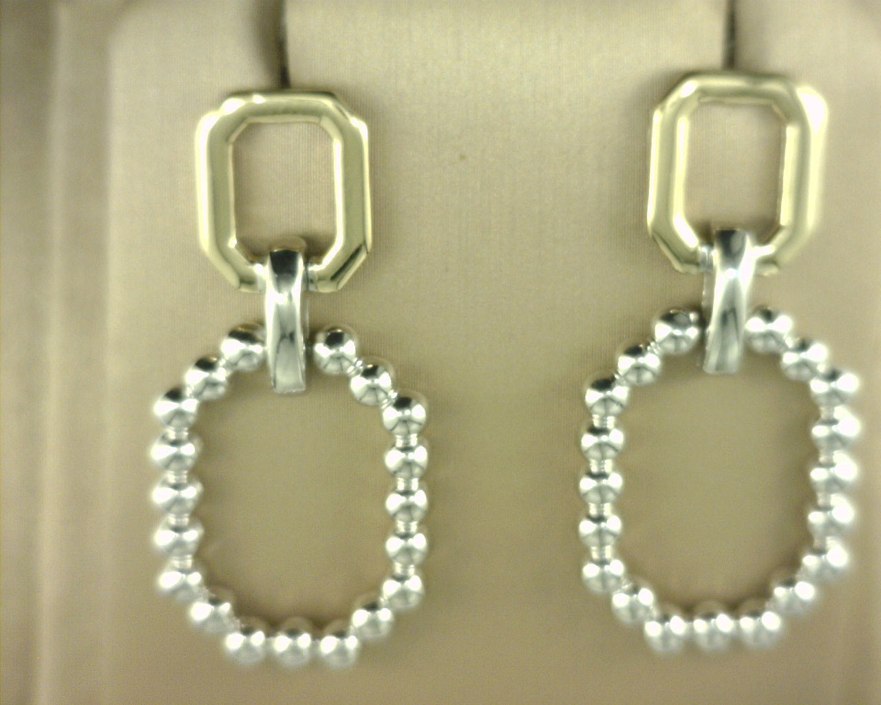 Gabriel NY 925 Sterling Silver and 14K Yellow Gold Octagon Bujukan Stud Drop Earrings S1978181