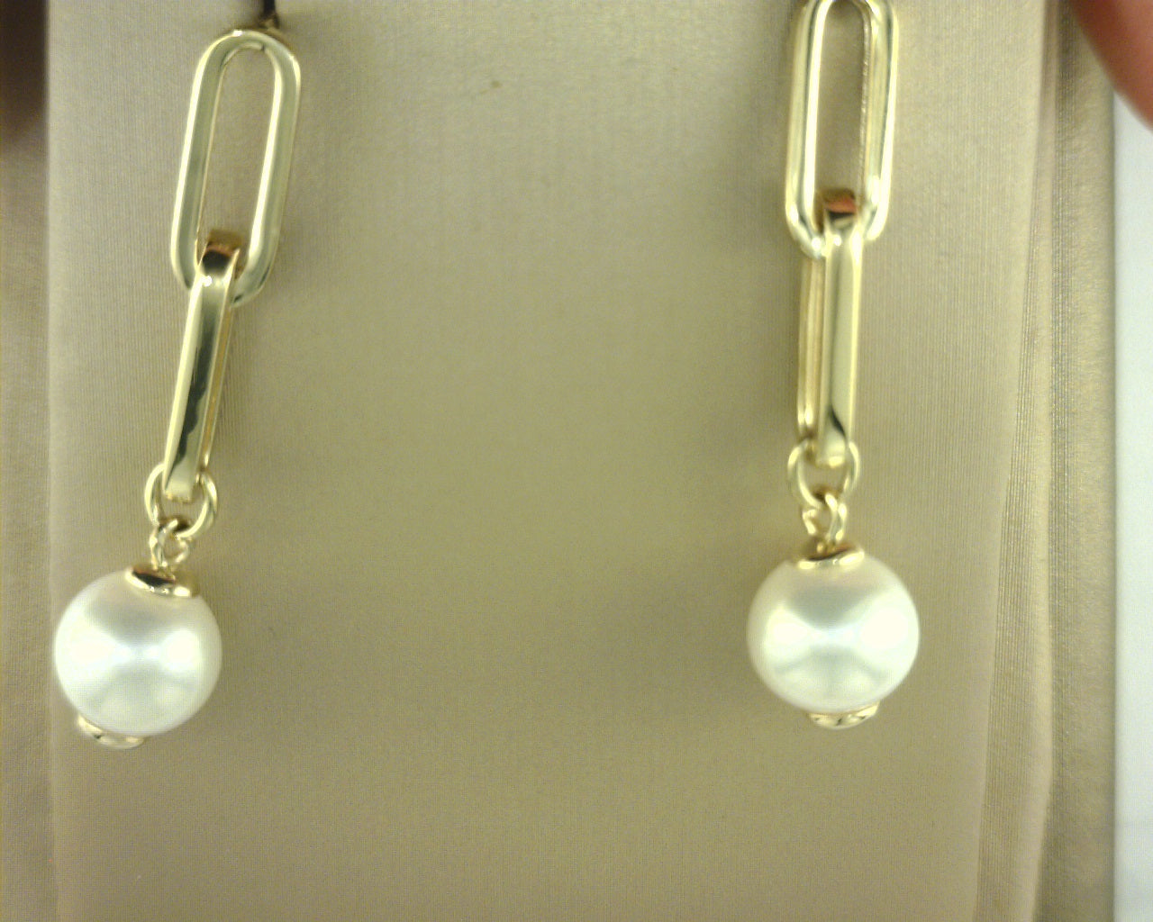 Gabriel NY 14K Yellow Gold Pearl Stud Drop Link Earrings S1969961