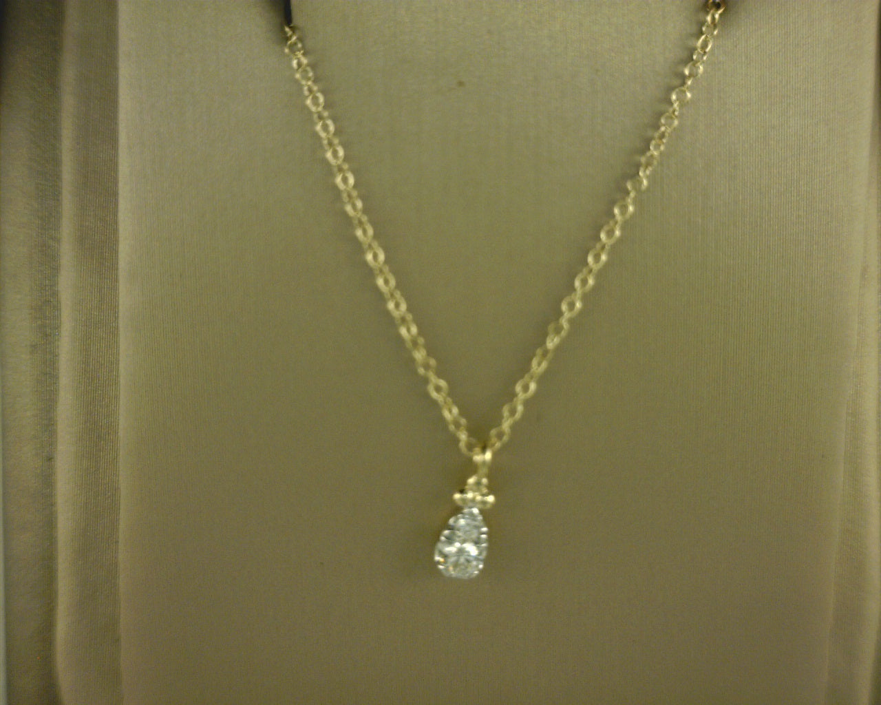 Gabriel NY 14K Yellow Gold Diamond Bujukan Teardrop Pendant Necklace .10ct