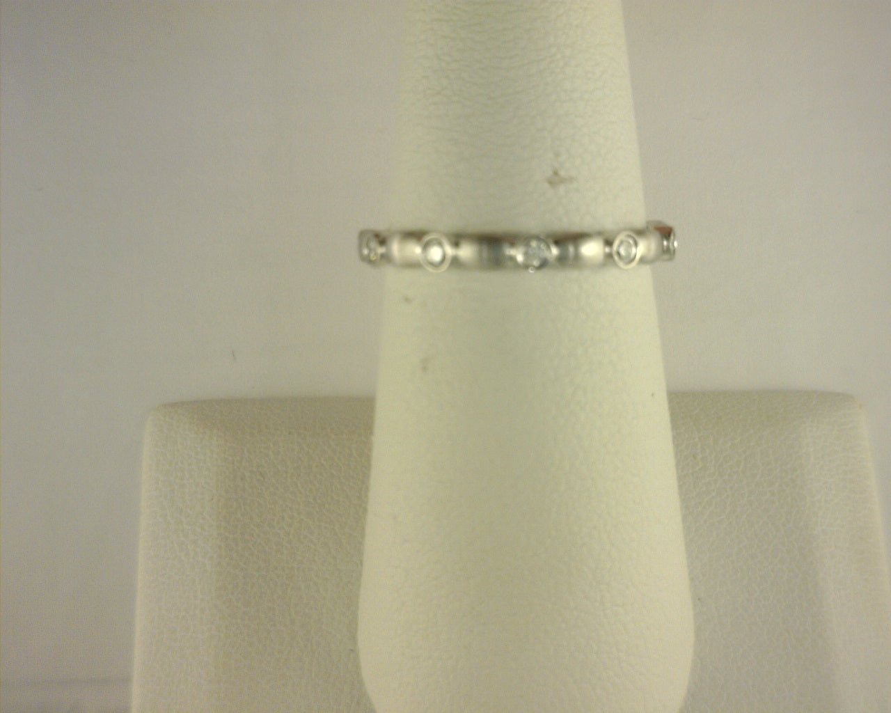 Gabriel NY 14k White Gold Brushed Metal Station and Bezel Set Diamond Band .16ct S1975235