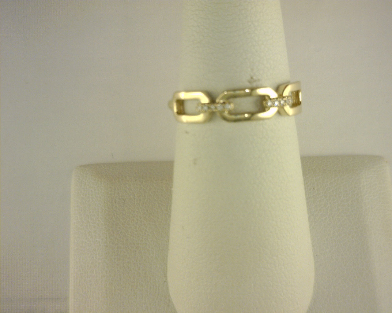 Gabriel NY 14K Yellow Gold Diamond Link Chain Ladies Ring .04ct