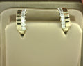 Gabriel NY 14K White Yellow Gold Diamond and Diamond Cut Huggie Earrings .35ct S1978206