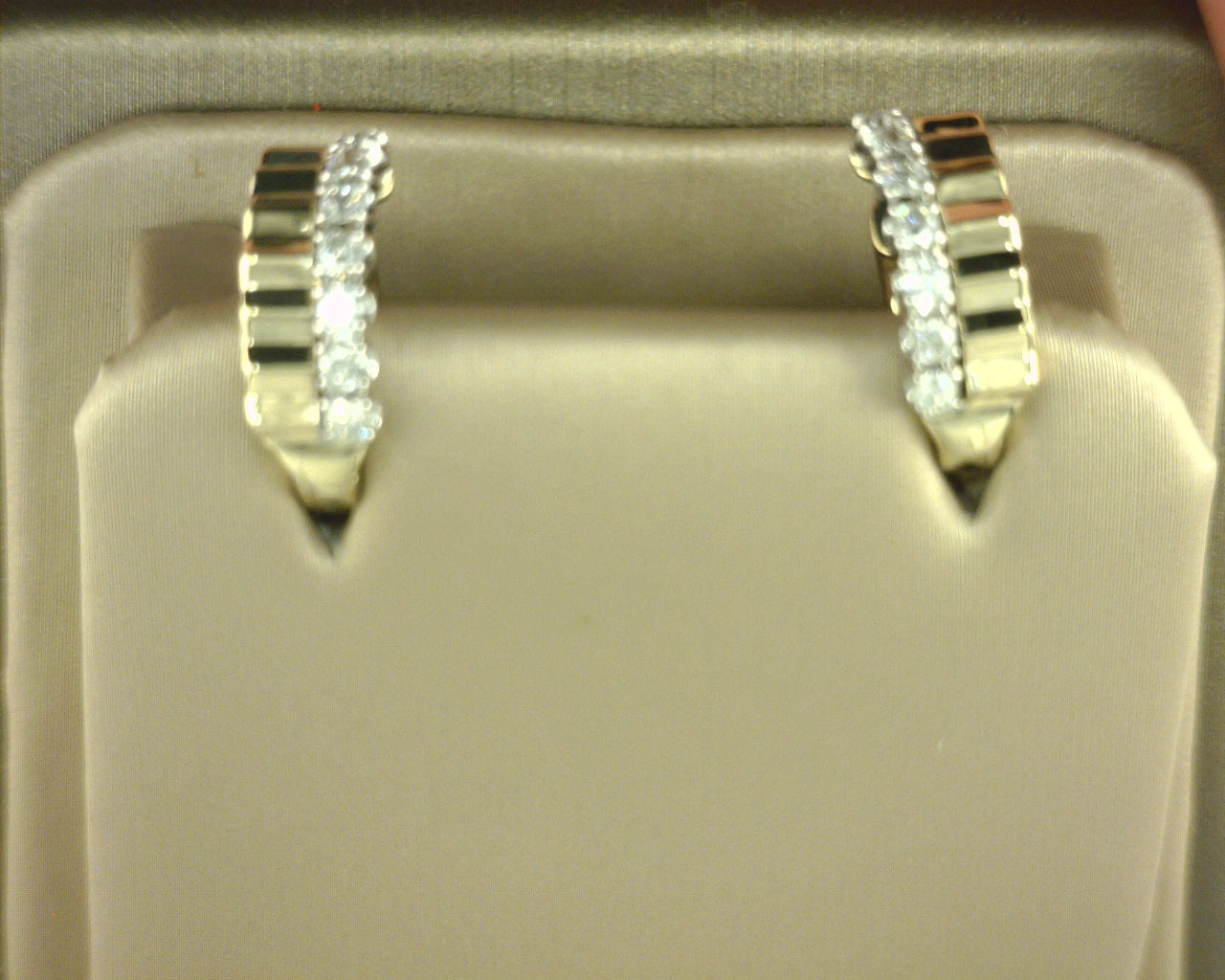 Gabriel NY 14K White Yellow Gold Diamond and Diamond Cut Huggie Earrings .35ct S1978206