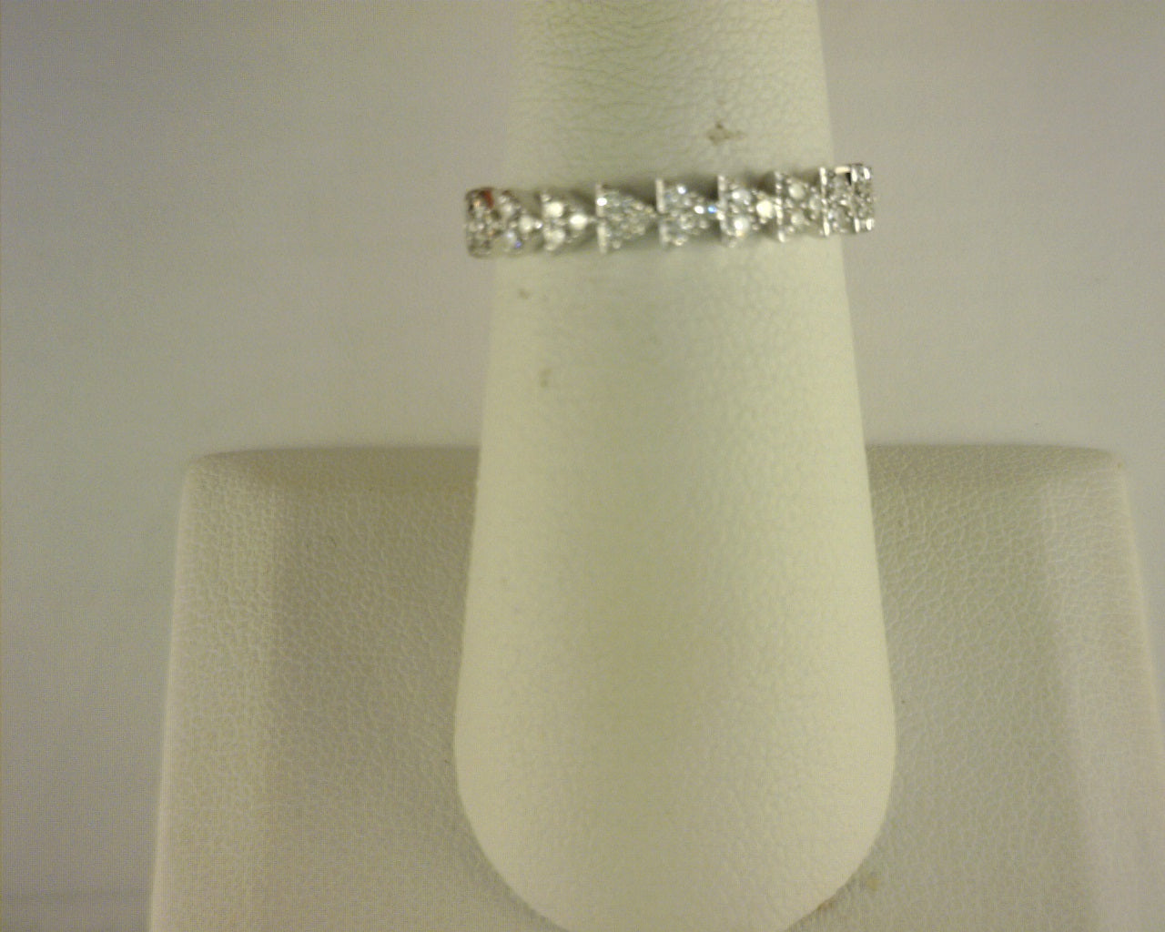 Gabriel NY 14K White Gold Diamond Cluster Triangle Station Stackable Ring .44ct S1219319