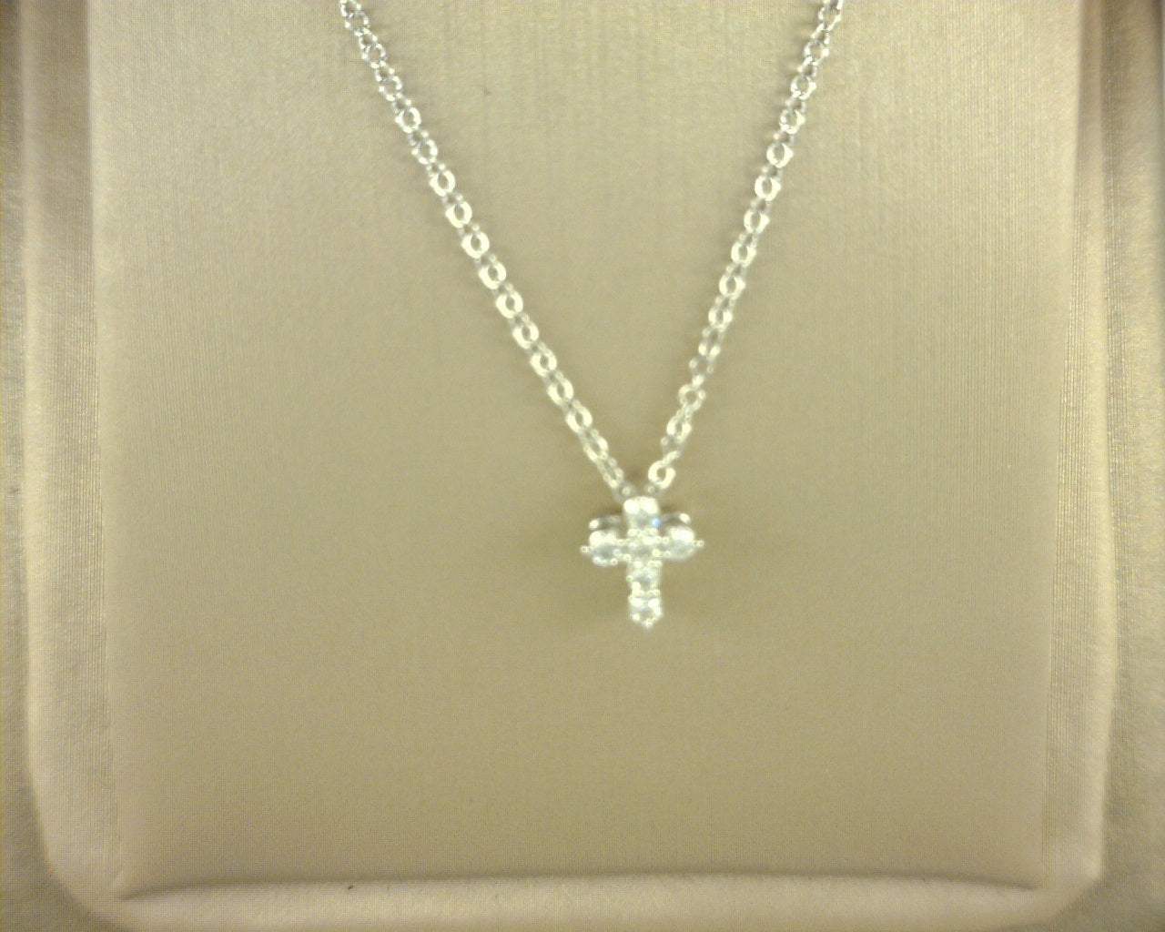 Gabriel NY 18 inch 14K White Gold Diamond Cross Pendant Necklace .11ct