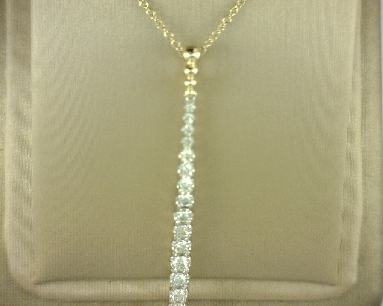Gabriel NY 14K White Yellow Gold Bujukan Diamond Bar Pendant Necklace .74ct S1978193