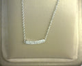 Gabriel NY 14K White Gold Curved Pave Diamond Bar Necklace .11ct S1568067