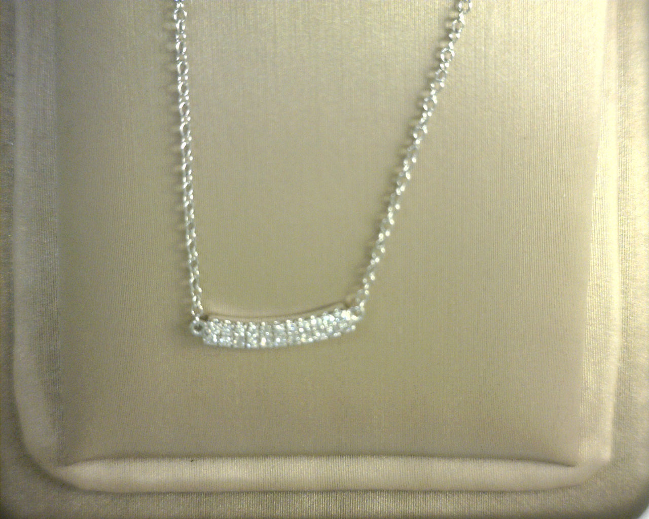 Gabriel NY 14K White Gold Curved Pave Diamond Bar Necklace .11ct S1568067