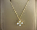Gabriel NY 14k Yellow Gold Pearl Flower Pendant .17ct S1403770