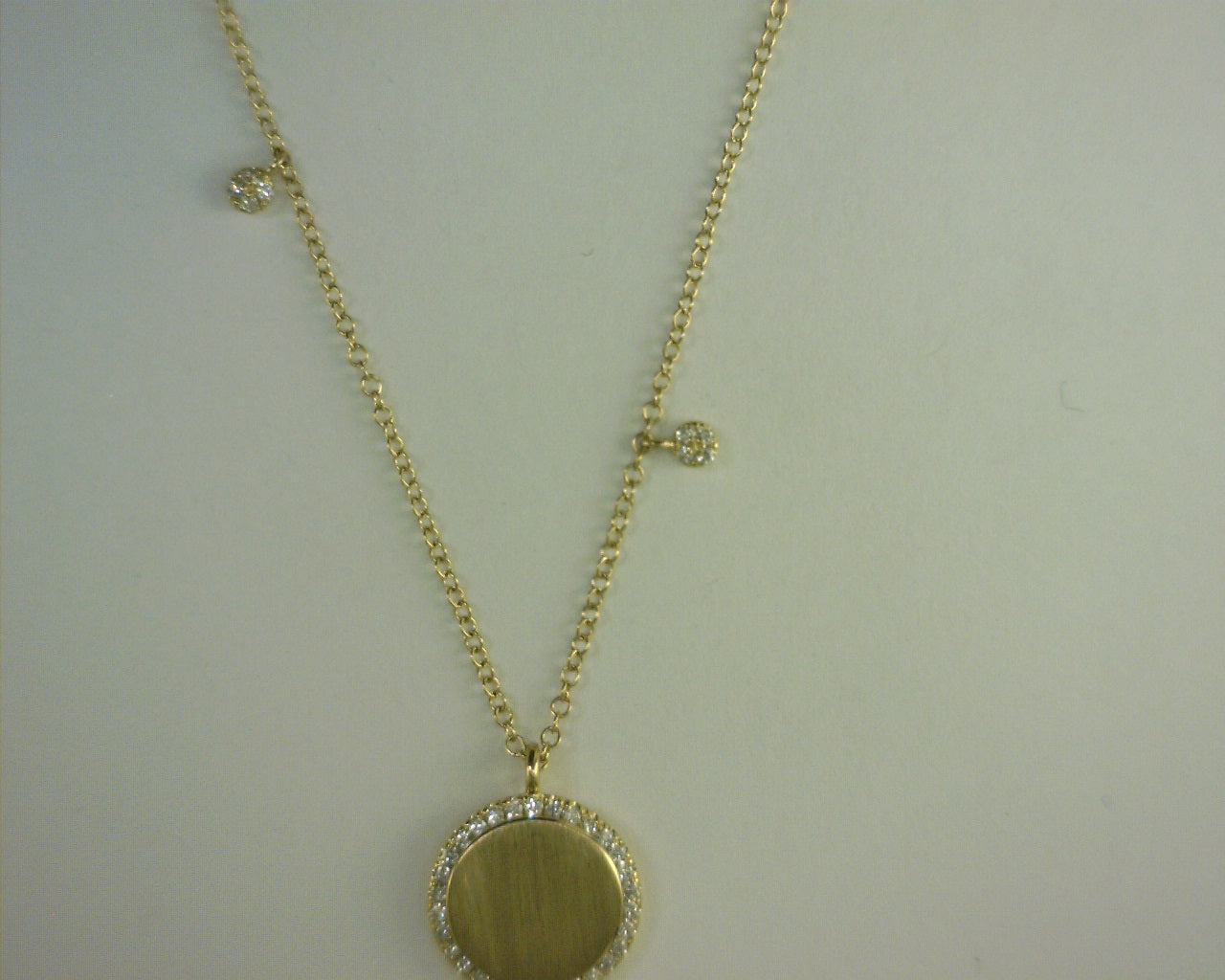 Gabriel NY 14K Yellow Gold Round Pendant Necklace with Diamond Halo .16ct S2011769