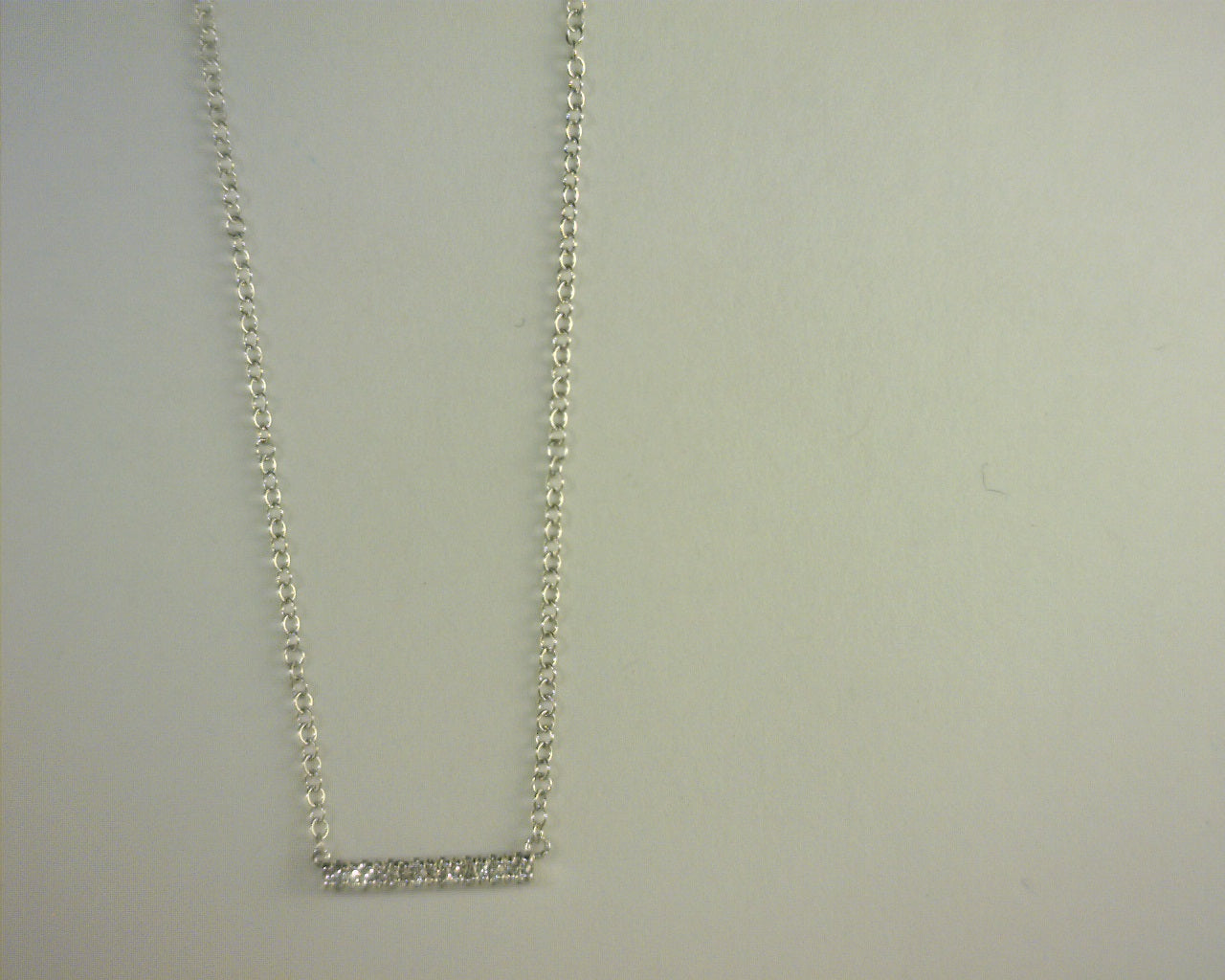 Gabriel NY 14K White Gold Petite Pave Diamond Bar Necklace .06ct S2011773