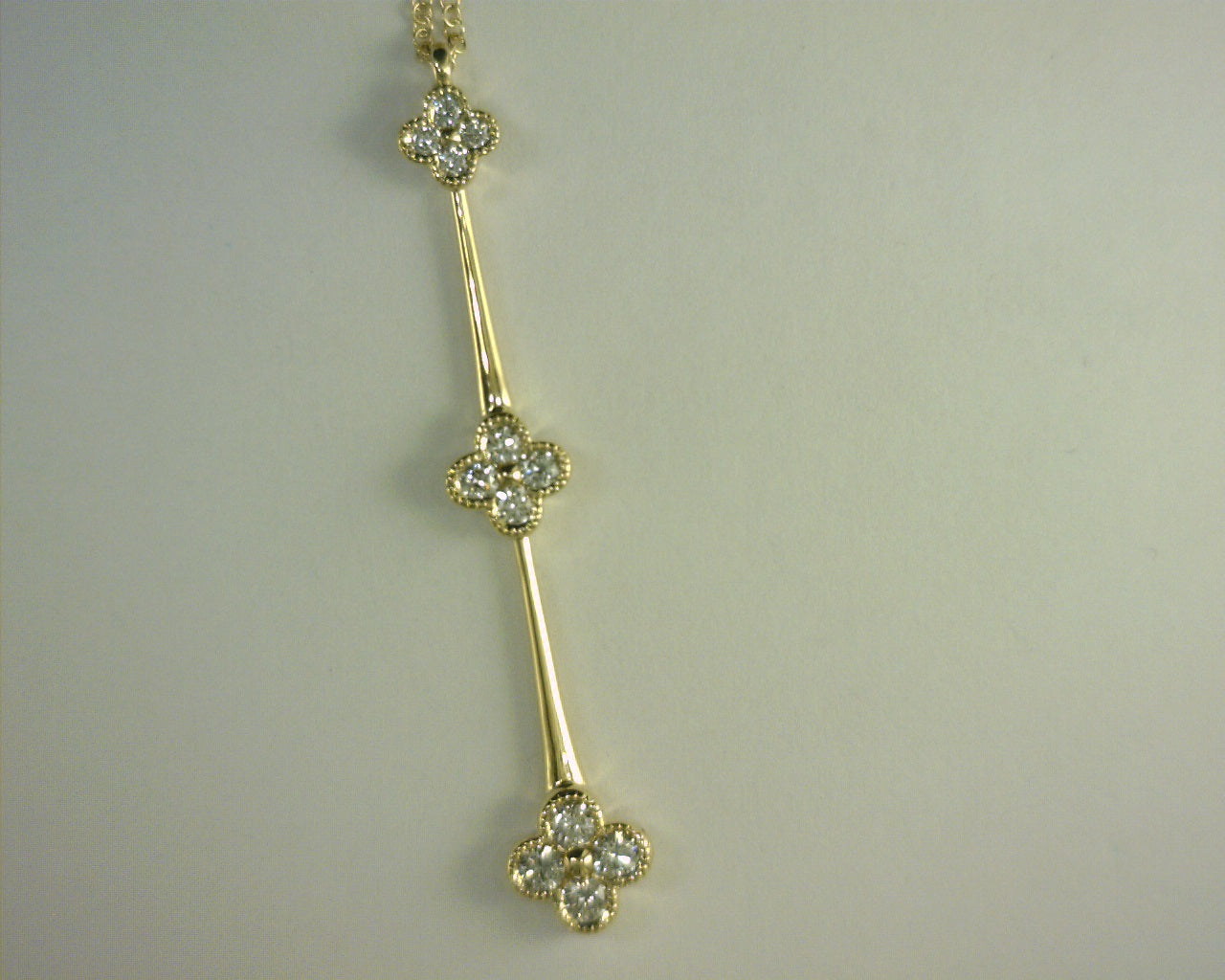Gabriel NY 14K Yellow Gold Graduating Diamond Cluster Vertical Bar Necklace .48ct S1999157