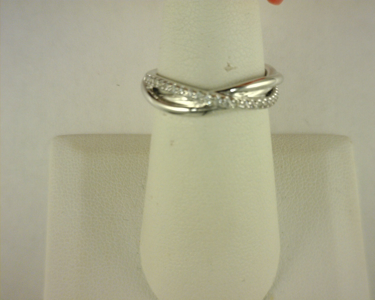 Gabriel NY 925 Sterling Silver White Sapphire Pave Criss Cross Ring s2047865