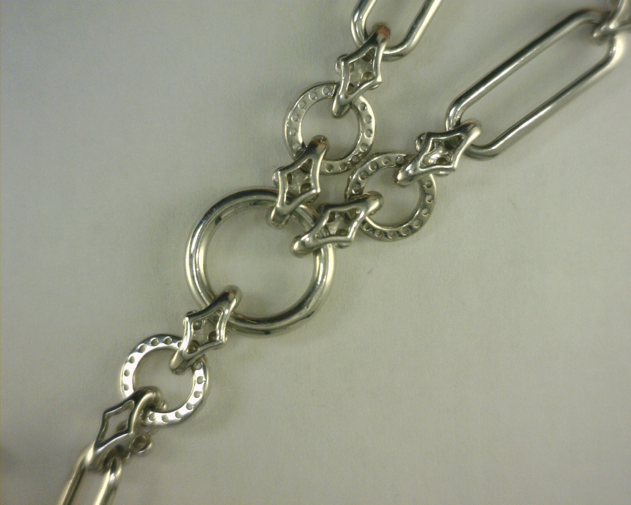 Gabriel NY 925 Sterling Silver Hollow Tube Link Bujukan and White Sapphire Y Necklace
