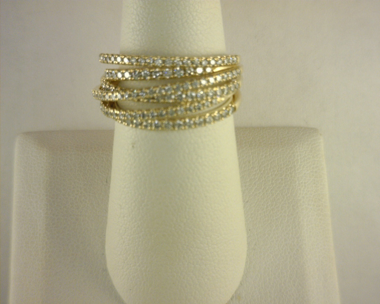 Gabriel NY 14k Yellow Gold Layered Criss Crossing Wide Band Diamond Ring .97ct S2060962