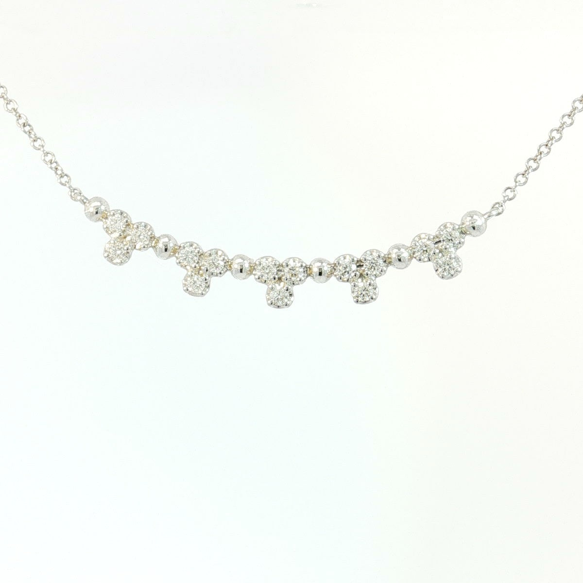 Gabriel NY 14K Yellow Gold Bujukan Bar Necklace with Diamond Trio Stations .25ctw S1622931