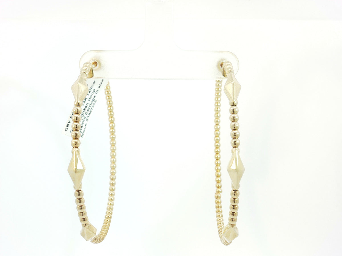 Gabriel NY 14K Yellow Gold Bujukan Hoop Pyramid Earrings in size 50mm S1887315