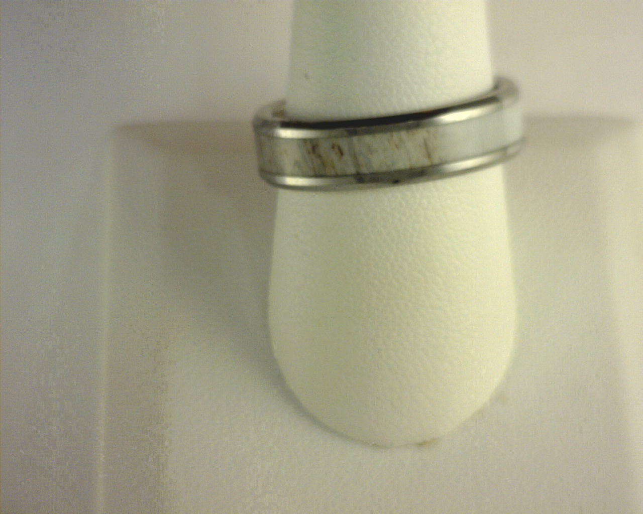 THORSTEN BUCK Polished Beveled Tungsten Carbide Men's Wedding Band with Ombre Deer Antler Inlay<br>W1536