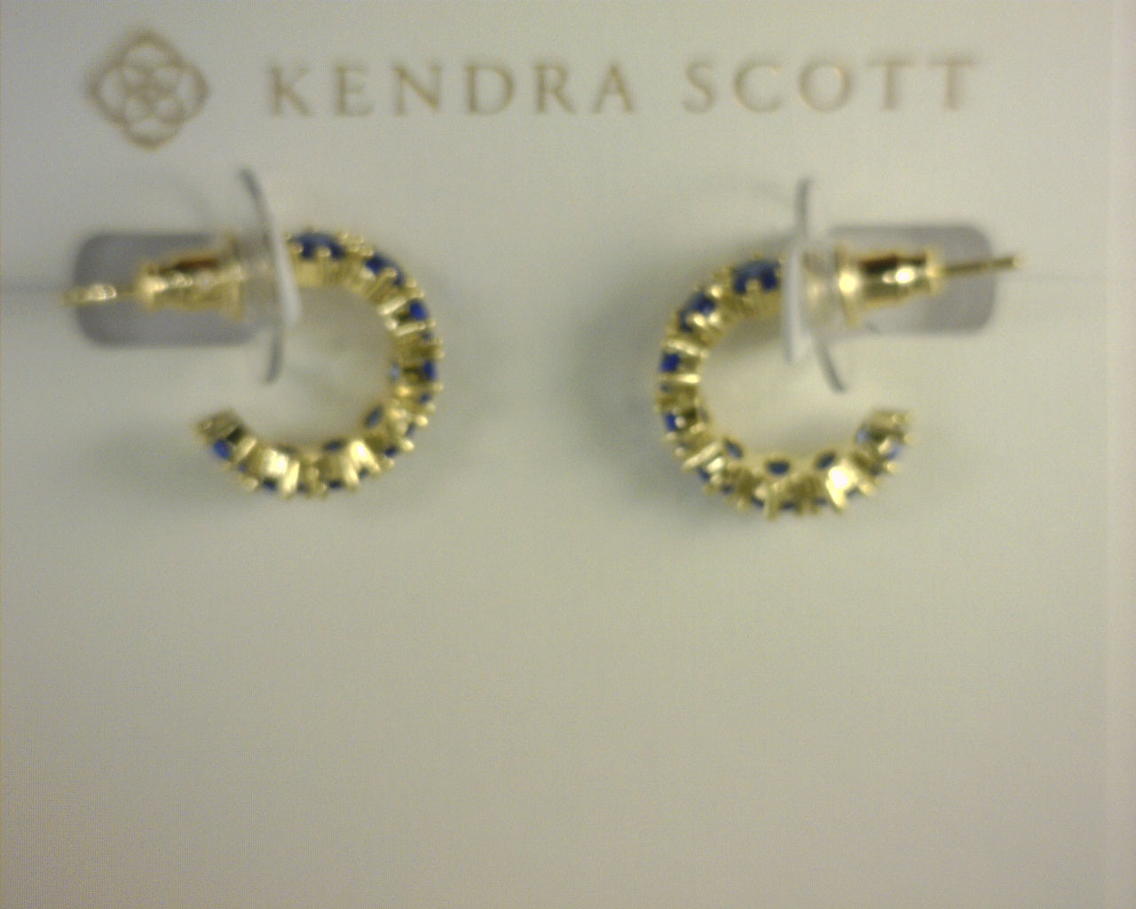 Kendra Scott Cailin Crystal Huggie Earrings Gold Blue Crystal