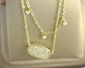Kendra Scott Elisa Pearl Necklace Gold Iridescent Drusy