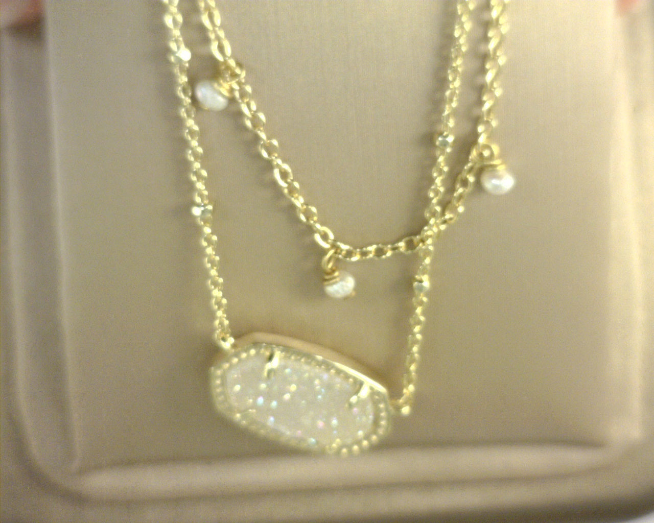 Kendra Scott Elisa Pearl Necklace Gold Iridescent Drusy