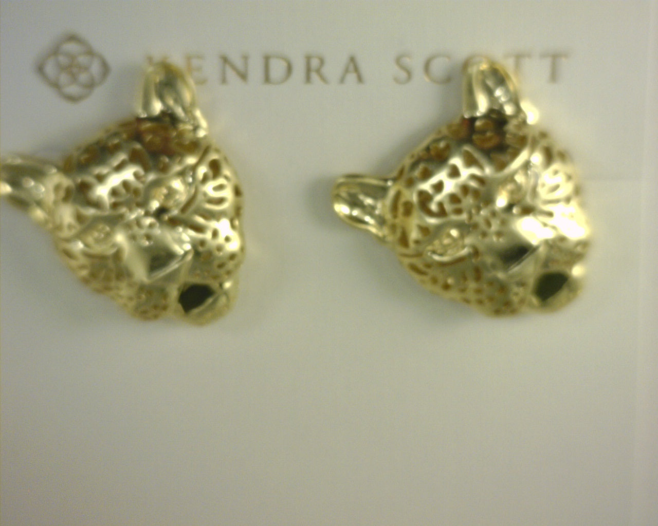 Kendra Scott Maura Jaguar Statement Stud Earrings Gold Sage Serpentine