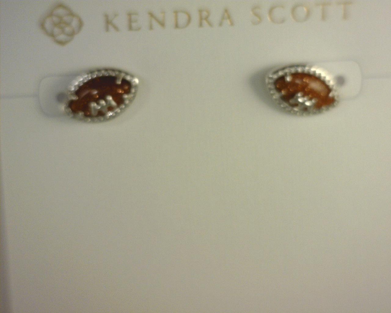 Kendra Scott Football Stud Earrings Rhod Orange Goldstone