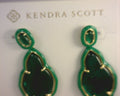 Kendra Scott Abbie Enamel Statement Earrings Gold Emerald Illusion