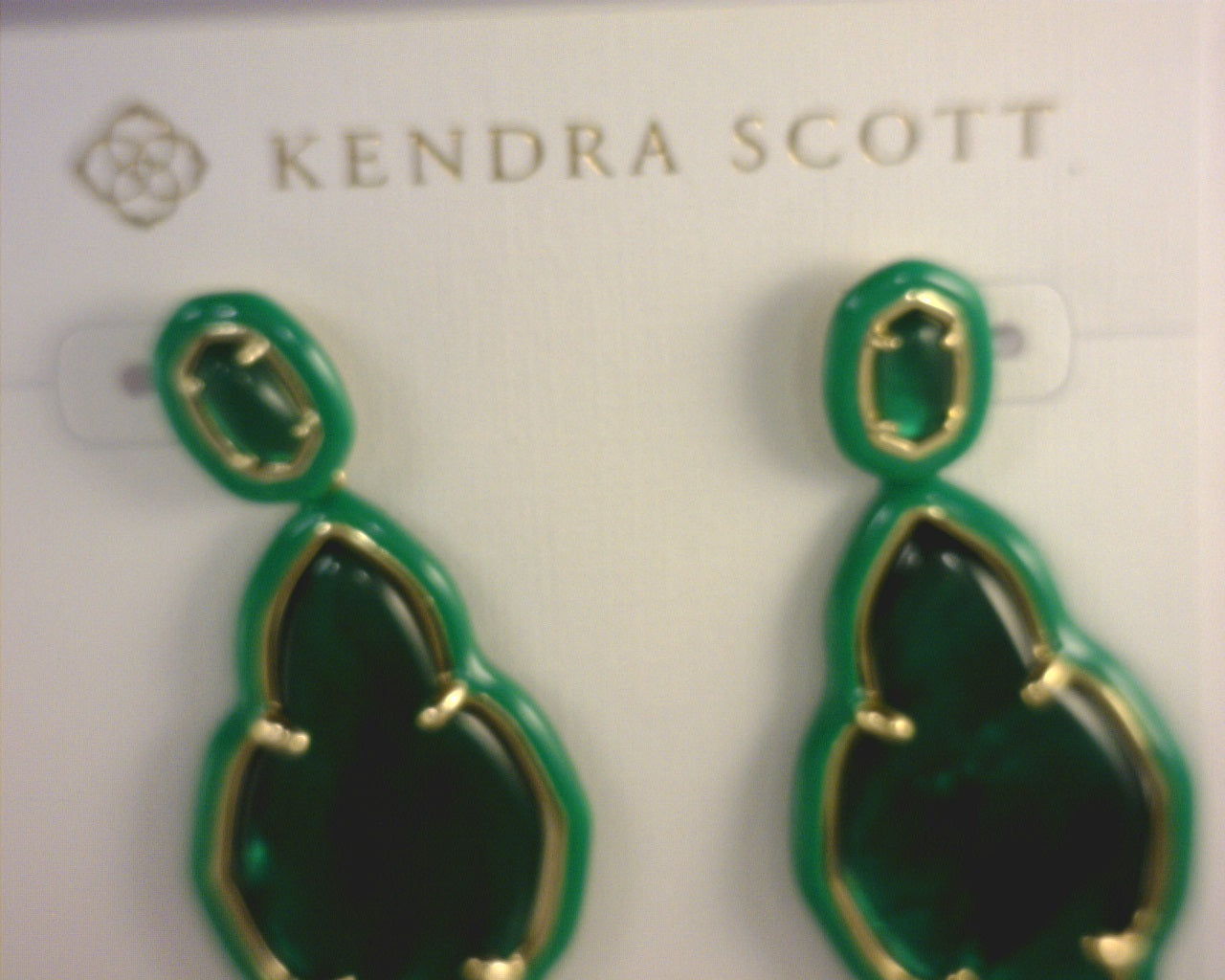 Kendra Scott Abbie Enamel Statement Earrings Gold Emerald Illusion